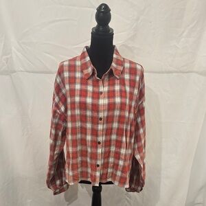 NWT Chelsea & Violet Red Plaid Button Down Shirt
